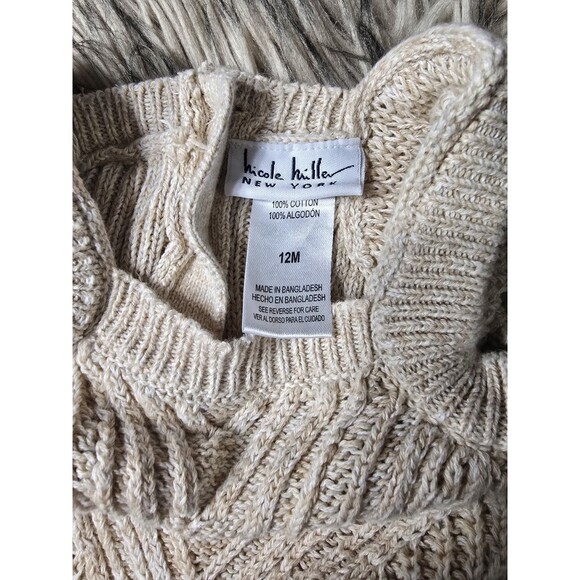 Nicole Miller New York Baby Girl Knit Romper 12M | Cream Cable Knit  Bodysuit - Picture 4 of 4